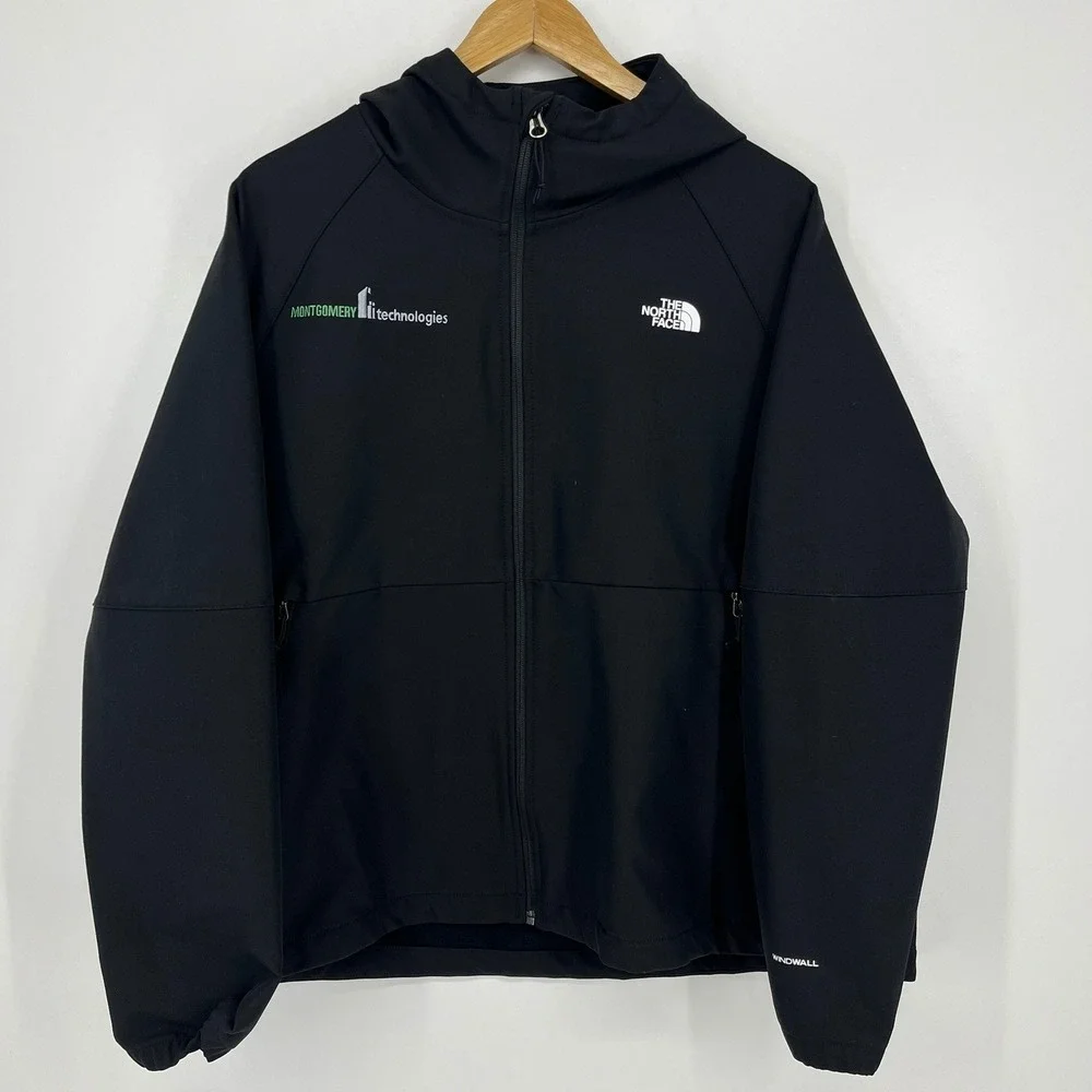 The North‎ Face WindWall Softshell Hoodie Jacket Mens XXL Black Full Zip Hooded